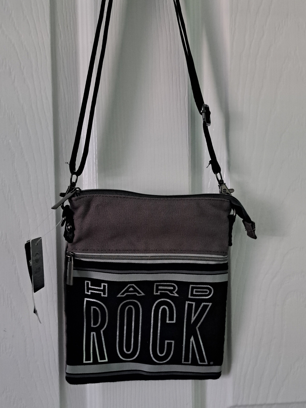 Hard Rock Cafe Grey and Black Crossbody Bag